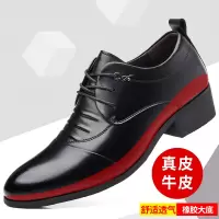 商务皮鞋男新款手工真皮休闲男鞋尖头牛皮鞋增高鞋子外贸