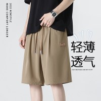 新款夏季透气百搭显高休闲时尚带标运动垂顺冰丝短裤