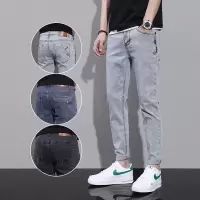 休闲男士牛仔裤新款 四季潮流纽扣韩版弹力修身小脚裤男青年