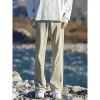 美式黄泥染微喇高街牛仔裤明辑线车工拼接复古小众hiphop裤子男