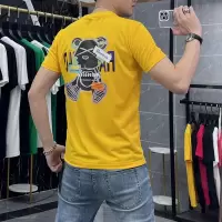 印花熊短袖T恤男夏新款修身时尚半袖男装圆领体恤潮牌ins上衣