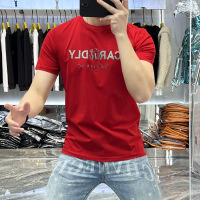 男士夏季新款个性潮流休闲时尚百搭圆领修身字母印花短袖T恤