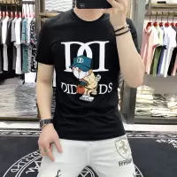 短袖T恤男圆领潮牌ins刺绣休闲卡通夏季新款丝光棉体恤男上衣修身