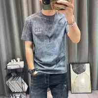 短袖T恤男夏季新款男士满身卡通印花修身刺绣半袖丝光棉上衣