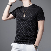 短袖男夏季新款丝光棉修身半袖印花烫钻个性潮牌男士T恤潮ins