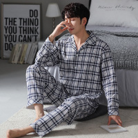 春秋季新款男士睡衣长袖长裤棉质大码宽松休闲青少年家居服可外穿