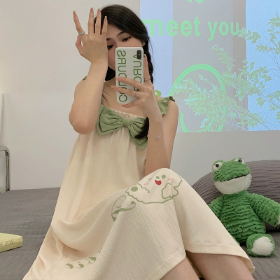 睡裙夏季吊带连衣裙无袖睡衣女甜美可爱卡通家居服宽松可外穿薄款