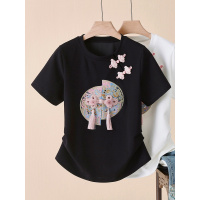 短袖T恤女夏季新款修身设计感独特别致中国风盘扣短款上衣女