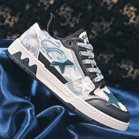 男鞋夏季透气国风青花瓷小众设计休闲板鞋青少年厚底运动百搭潮鞋