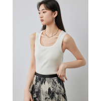 极简风 吊带针织背心女春夏内搭外穿辣妹无袖羊毛u领工字坎肩上衣