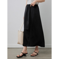 气质百搭 抽绳A字半身裙女春夏款高腰休闲垂感丝滑小个子雪纺长裙