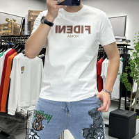 夏季新款短袖T恤男士立体字母烫钻圆领半袖修身丝光棉上衣潮i时尚