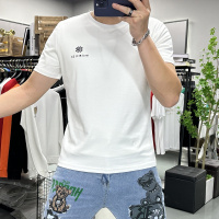 简约夏季新款短袖T恤男士上衣修身丝光棉小字母圆领半袖打底衫潮i