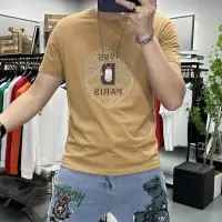 欧洲站夏季新款潮流短袖T恤男士烫钻字母修身圆领半袖上衣丝光棉