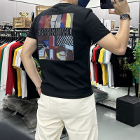 夏季新款短袖T恤男士印花时尚潮流圆领半袖丝光棉打底衫欧洲站潮i