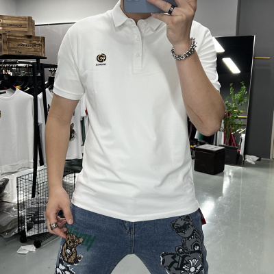 夏季新款翻领POLO衫男士短袖T恤上衣反领体恤修身丝光棉潮流简约