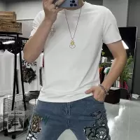 夏季新款钢印小熊短袖T恤男丝光棉修身圆领半袖体恤上衣时尚简约