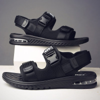 夏季男士鞋均码透气潮流布面露趾成年黑色沙滩拖鞋5910