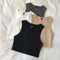 欧美风小背心跨境女装高腰显瘦内搭T恤女弹力短款无袖打底衫女夏