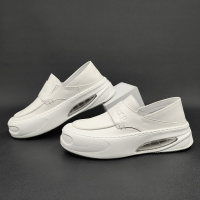 男士真皮一脚蹬懒人鞋百搭厚底板鞋男款欧洲站潮鞋头层牛皮休闲鞋