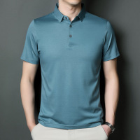 夏季男士光滑面料短袖T恤 透气时尚纯色polo衫套头简约短袖T恤