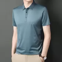 无痕简约男士短袖休闲T恤 透气纯色polo衫翻领短袖T恤外贸跨境