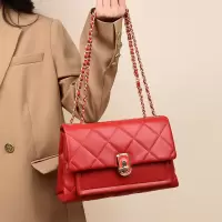 斜挎包女菱格链条斜挎包大容量软皮新娘婚包 可单肩斜包女包