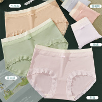 内裤女士纯棉抑菌档透气莫代尔棉中腰少女生性感蕾丝弹力三角短裤