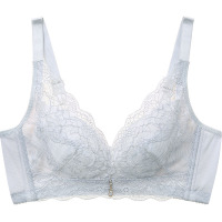 夏季蕾丝大码超薄透气无钢圈文胸 可插垫性感聚拢大胸显小女内衣