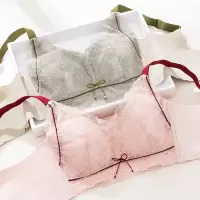 蕾丝新款 撞色文胸无钢圈女士大码内衣女薄款收副乳大胸显小胸罩