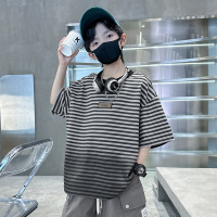 童装男童夏款条纹短袖新款夏季儿童半袖潮酷上衣痞帅夏装