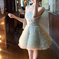 「海盐芭蕾」典藏系列重工蝴蝶结公主裙雪纺纱收腰连衣裙小个子款