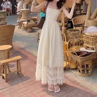 [薄荷奶油]气质这个蕾丝太美的两色度假吊带连衣裙女夏季潮