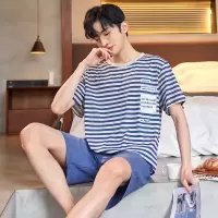 男士睡衣夏季纯棉薄款短袖年新款青年男款韩版家居服套装夏天