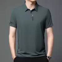 夏季新款商务翻领短袖男士polo衫中年薄款休闲透气 T恤男
