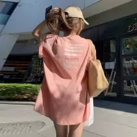 粉色笑脸短袖T恤女夏季新款设计感宽松失踪 下身半袖学生上衣