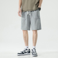 夏季华夫格男士短裤纯色休闲裤百搭款宽松运动五分裤厂家