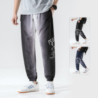 夏季新款男士休闲裤韩版ins印花渐色百搭束脚卫裤运动九分裤