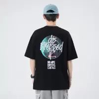 夏季潮牌男装短袖T恤韩版ins纯棉时尚字母印花宽松圆领半袖打底衫