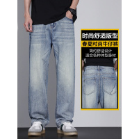 Mens jeans春夏简约潮流宽松高街时尚休闲男士直筒牛仔裤