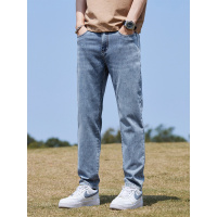 精神小伙牛仔裤男士春季新款冰凉微锥弹力百搭韩版潮流男款直筒裤