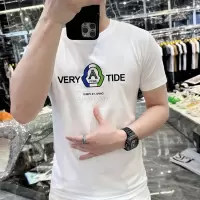 夏季新款时尚潮牌字母印花修身圆领百搭青年丝光棉短袖T恤男