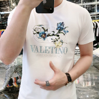 夏季新款网红短袖T恤男欧货时尚字母印花烫钻休闲圆领上衣潮