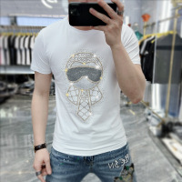 新款烫钻T恤男夏季潮牌欧货短袖男士上衣修身半袖打底丝光超柔棉