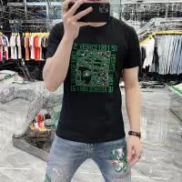 欧洲站夏季新款潮牌男士烫钻短袖男青年社会小伙修身T恤半袖