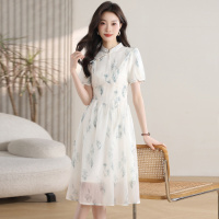 新中式连衣裙女夏季新款改良旗袍国风泡泡袖禅意风裙子