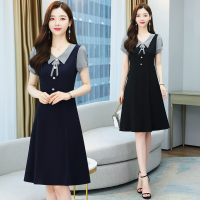 气质连衣裙女新款夏天***今年流行减龄短袖娃娃领小裙子