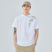 新中式国风刺绣重工翻领短袖T恤工艺刺绣花POLO衫男装半袖上衣