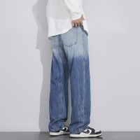 美式水洗渐变牛仔裤男春夏新款潮牌宽松直筒青少年百搭休闲裤男士