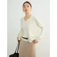 美利奴100%羊毛衫女24秋季基础款圆领针织开衫女薄款长袖毛衣外套